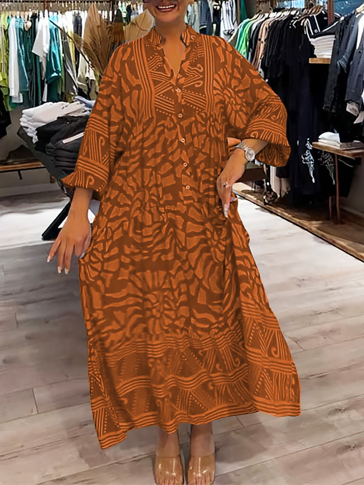 Echoarchiv | Stilvolles Maxikleid mit Wirbel und Zickzackmuster für Damen