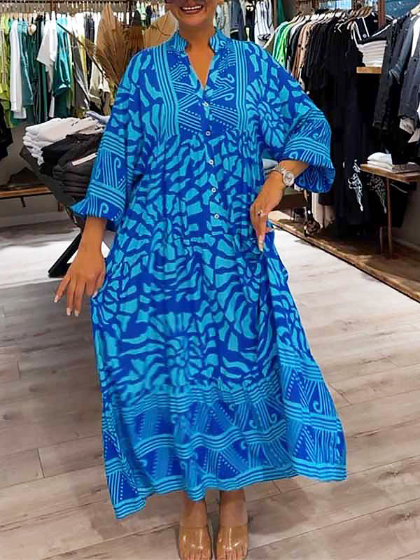 Echoarchiv | Stilvolles Maxikleid mit Wirbel und Zickzackmuster für Damen