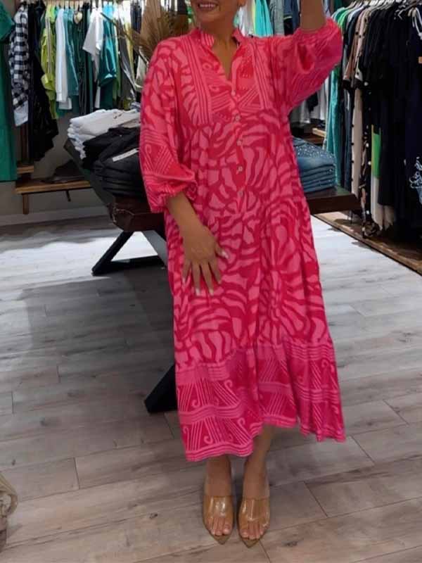 Echoarchiv | Stilvolles Maxikleid mit Wirbel und Zickzackmuster für Damen