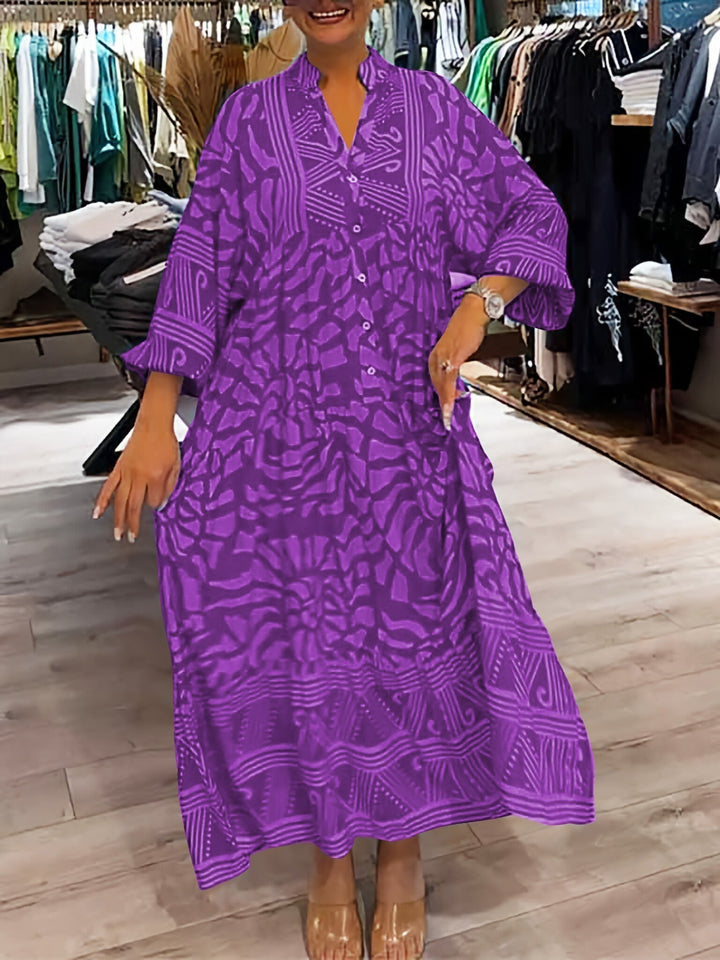 Echoarchiv | Stilvolles Maxikleid mit Wirbel und Zickzackmuster für Damen