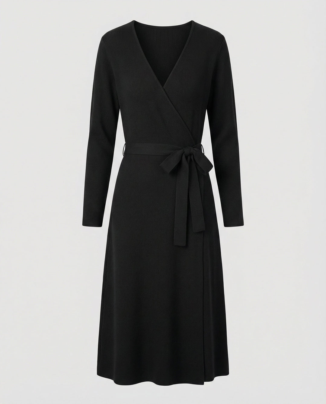 Elegantes Damen Wickelkleid mit Langen Ärmeln und Taillenkordelung | Echoarchiv