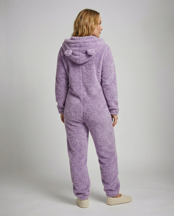 Damen Teddy Fleece Overall Kapuze – Auréline