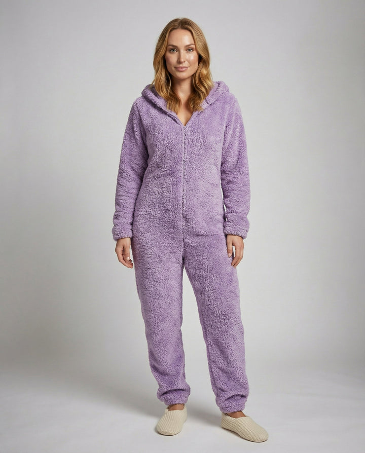 Damen Teddy Fleece Overall Kapuze – Auréline