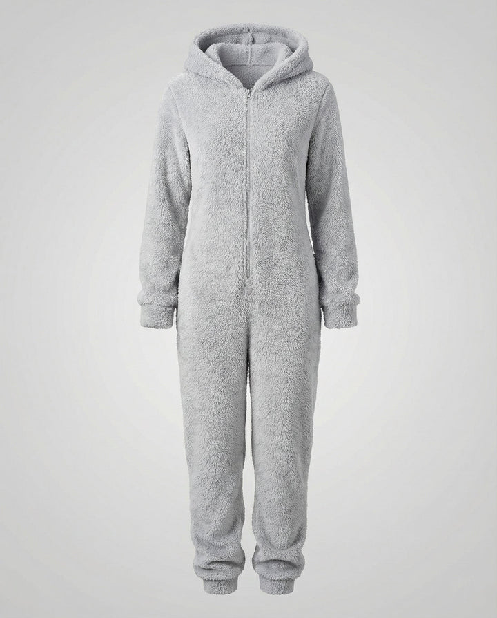 Damen Teddy Fleece Overall Kapuze – Auréline