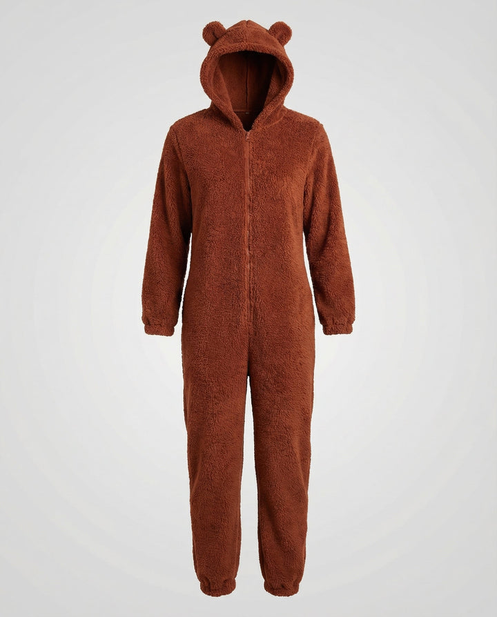 Damen Teddy Fleece Overall Kapuze – Auréline