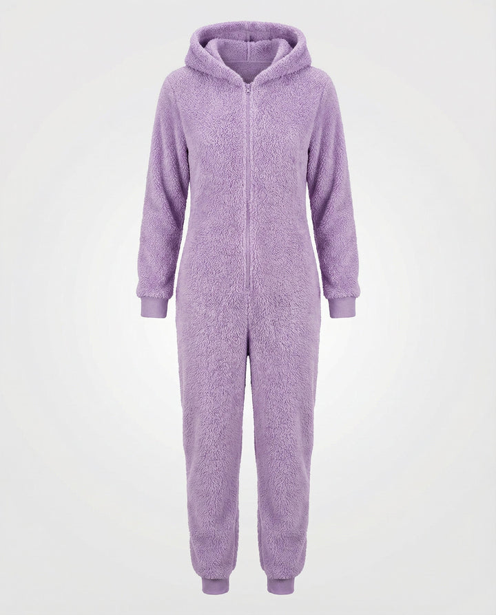 Damen Teddy Fleece Overall Kapuze – Auréline