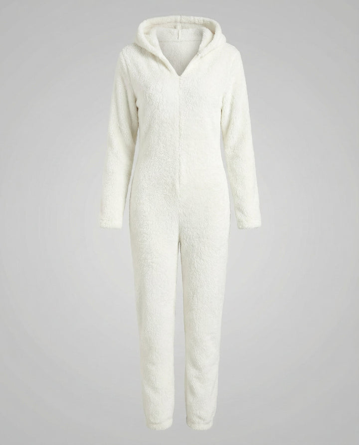 Damen Teddy Fleece Overall Kapuze – Auréline