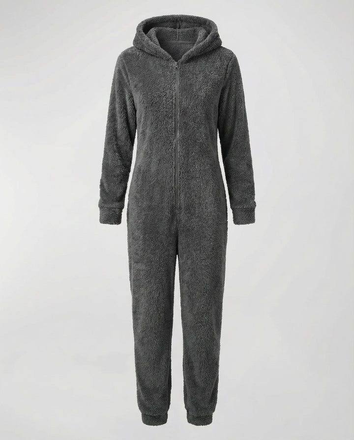 Damen Teddy Fleece Overall Kapuze – Auréline