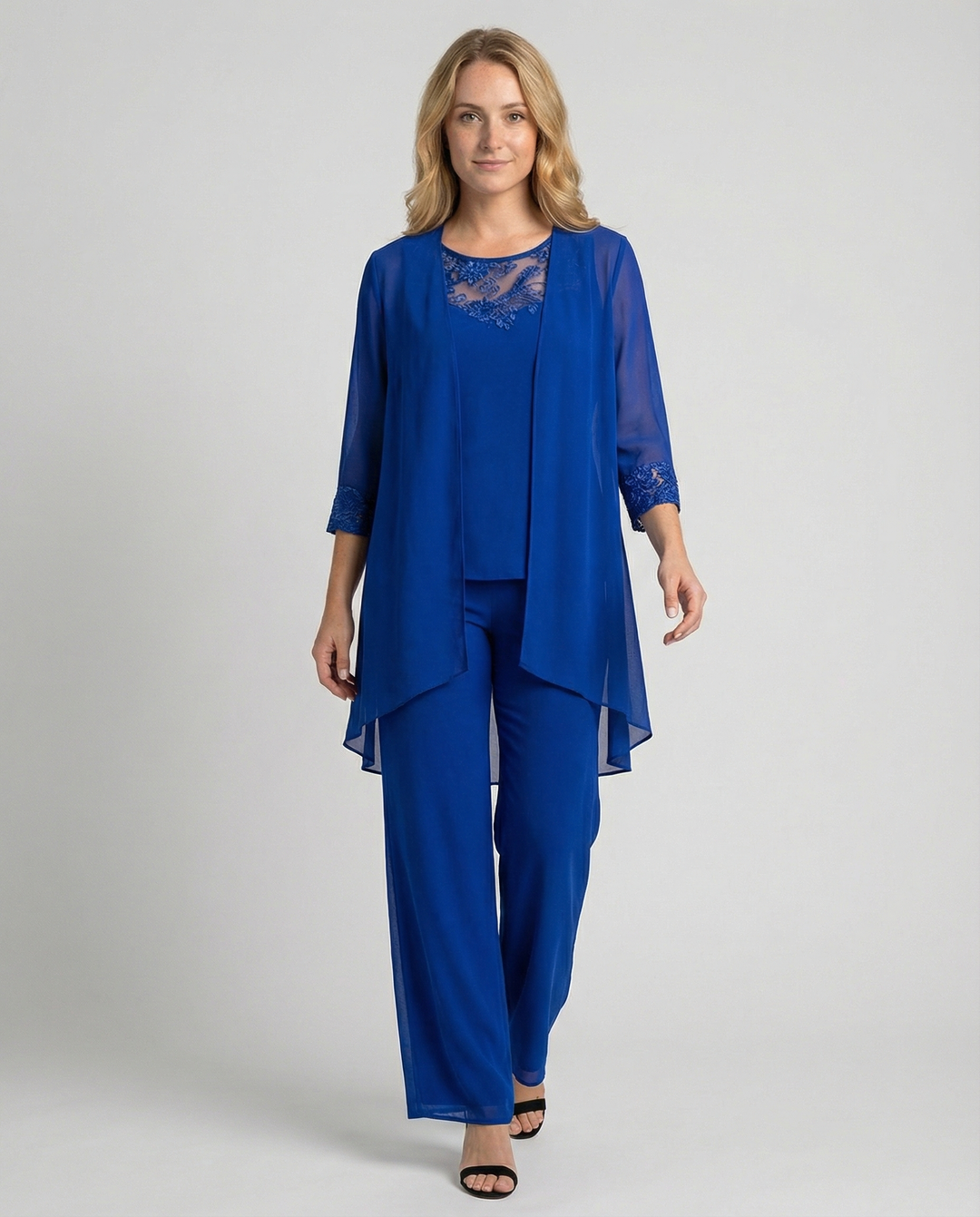 Echoarchiv | Damen Dreiteiler Mit Transparenter Jacke Und Hose