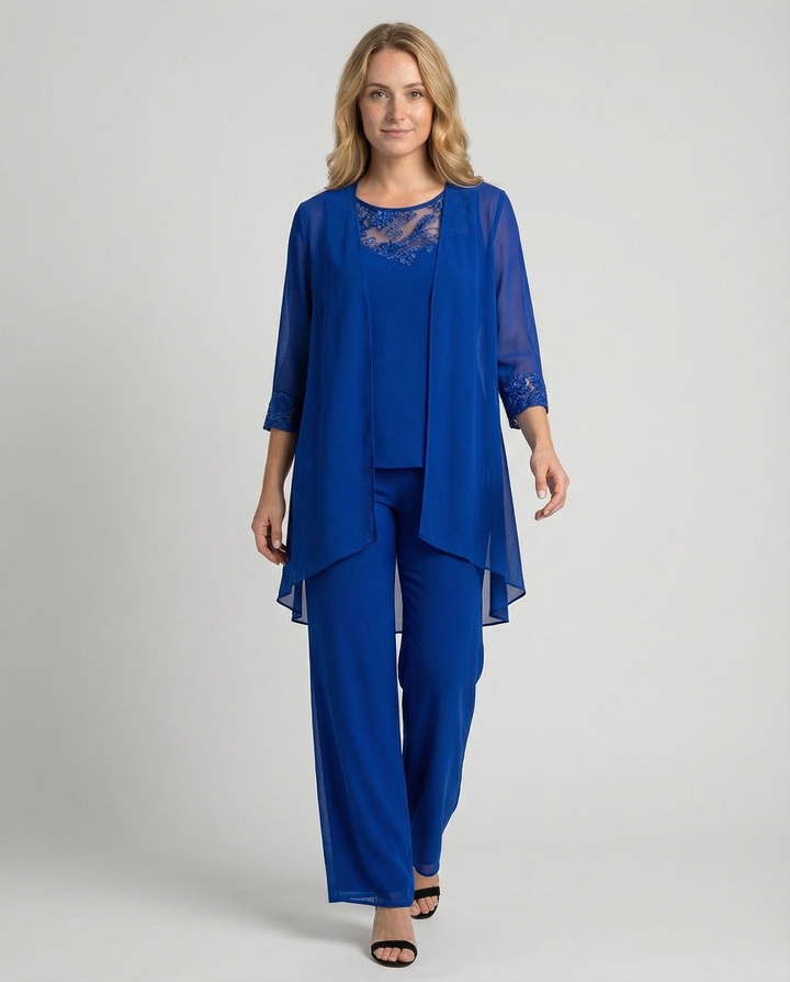Echoarchiv | Damen Dreiteiler Mit Transparenter Jacke Und Hose
