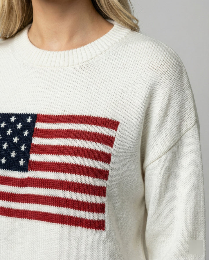 Echoarchiv | Amerikanische Flagge Rundhalsausschnitt Pullover