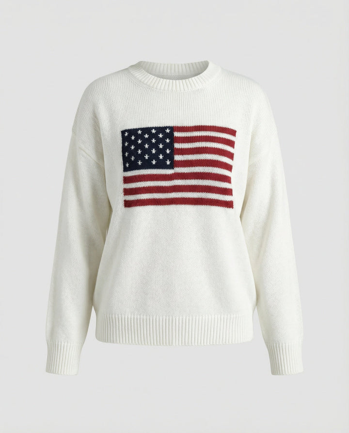 Echoarchiv | Amerikanische Flagge Rundhalsausschnitt Pullover