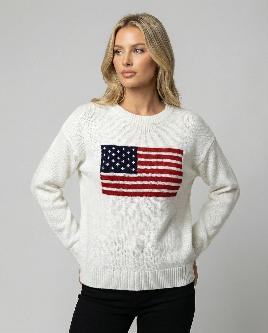 Echoarchiv | Amerikanische Flagge Rundhalsausschnitt Pullover