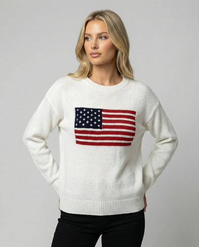 Echoarchiv | Amerikanische Flagge Rundhalsausschnitt Pullover