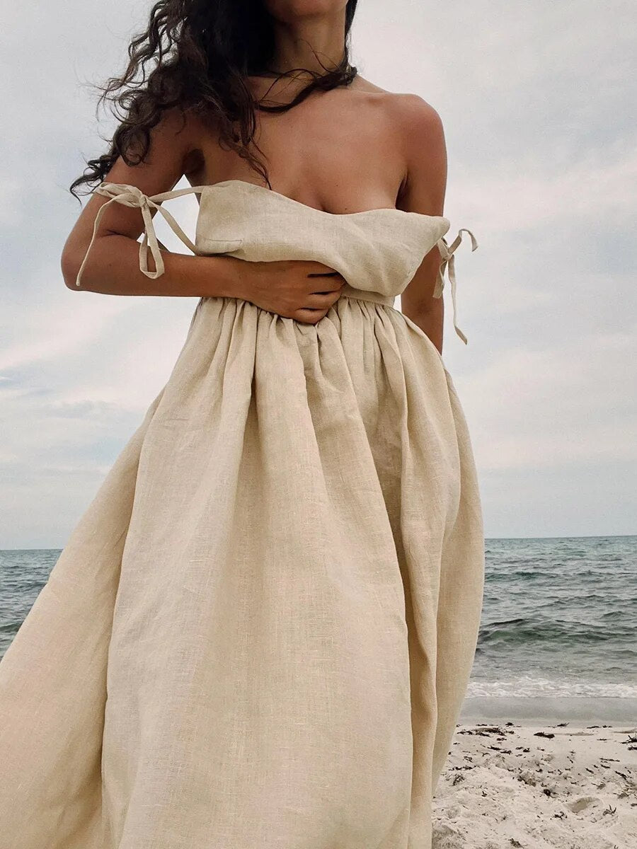 Langes Sommerkleid aus Baumwolle