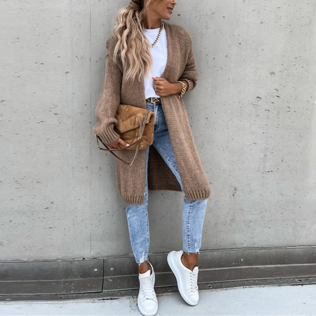Zeitloses Langarm-Cardigan für Damen – Veloura