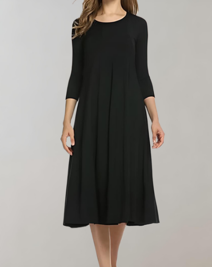 Swingkleid mit 3/4-Ärmeln und Rundem Ausschnitt