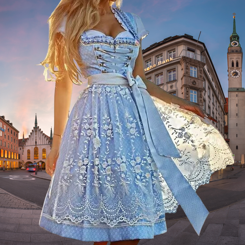 Echoarchiv Einzigartige Damen-Tracht mit Schürze