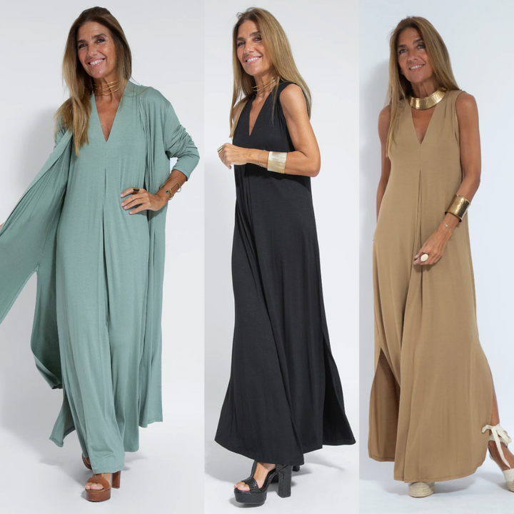 Elegantes Kleid-Weste-Set mit Schlankmachendem Schnitt für festliche Anlässe | Echoarchiv