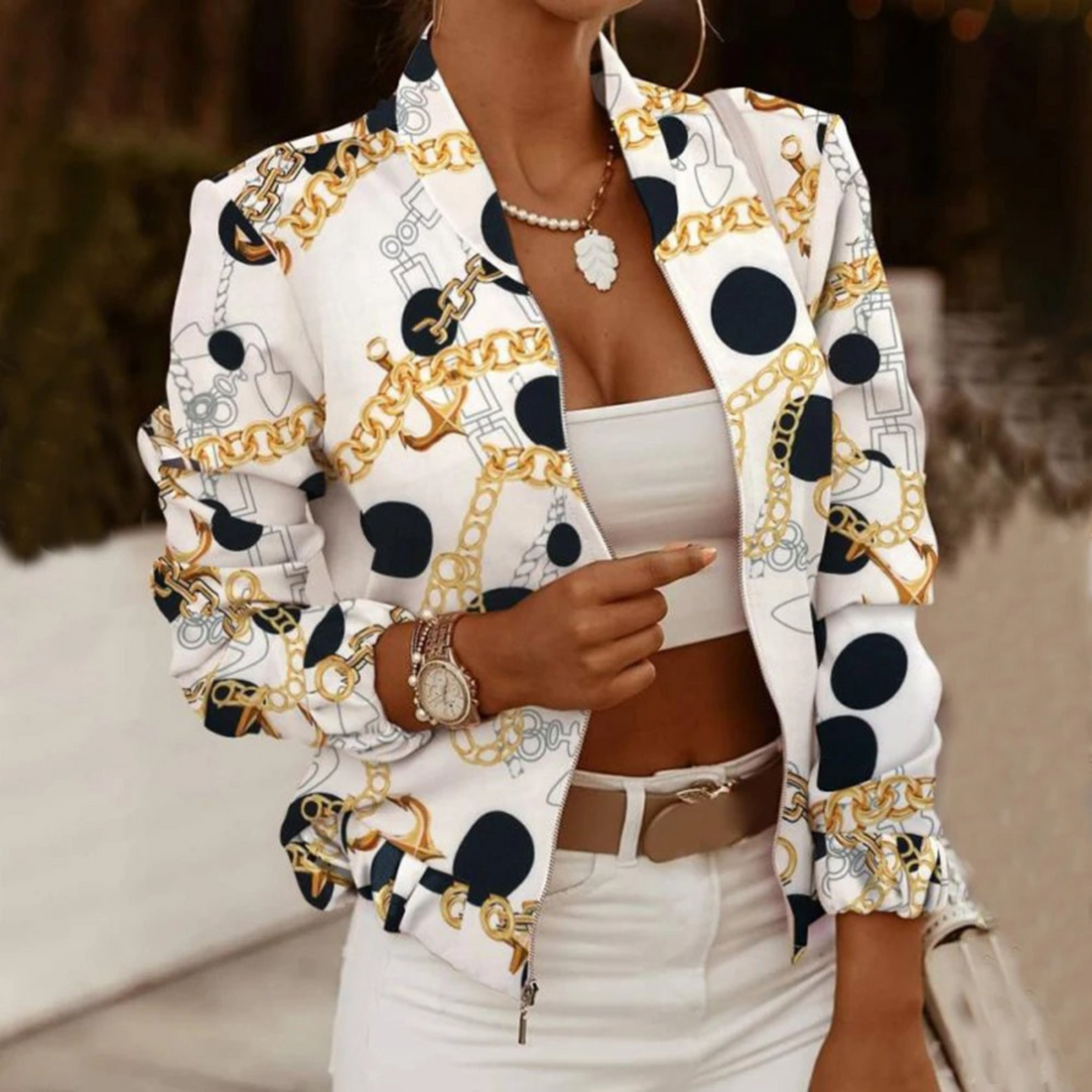 Barock Inspirierte Leichte Bomberjacke für Frauen – Avenza