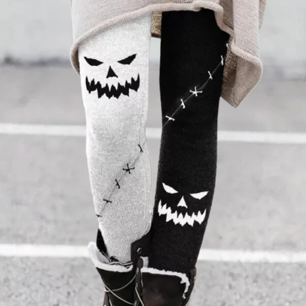 Echoarchiv | Leggings Enganliegend Weicher und Atmungsaktiver Strick Geometrisches Muster Vollständig Länglich