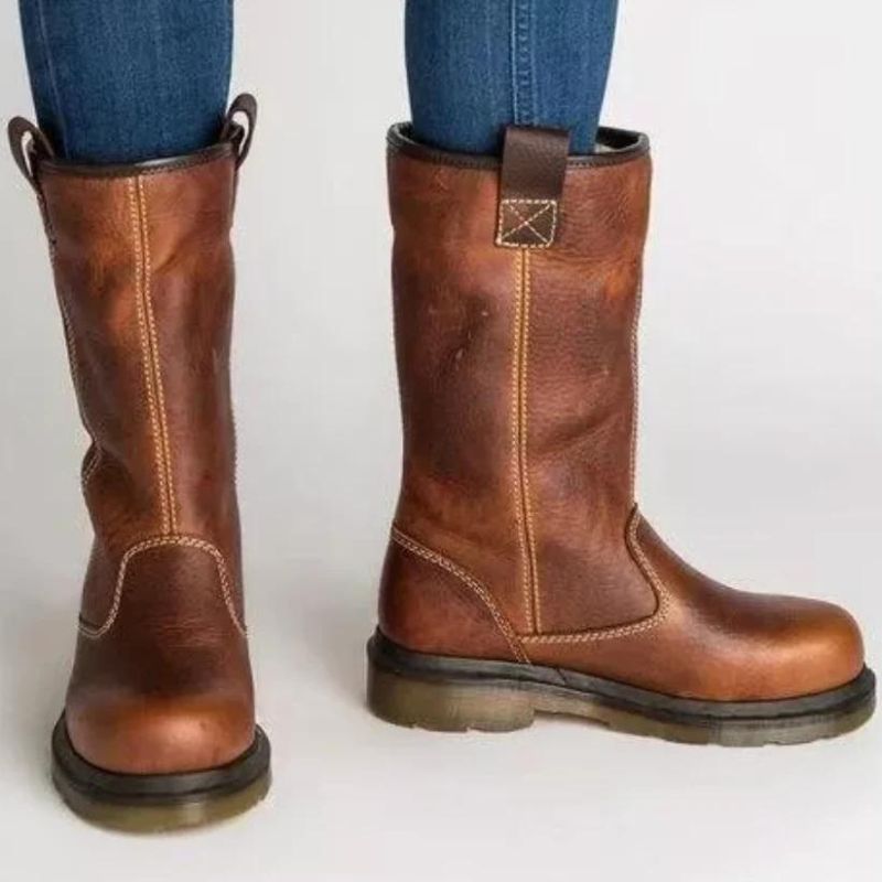 Lederstiefel - Braune, gefütterte Winterschuhe für Damen Echoarchiv