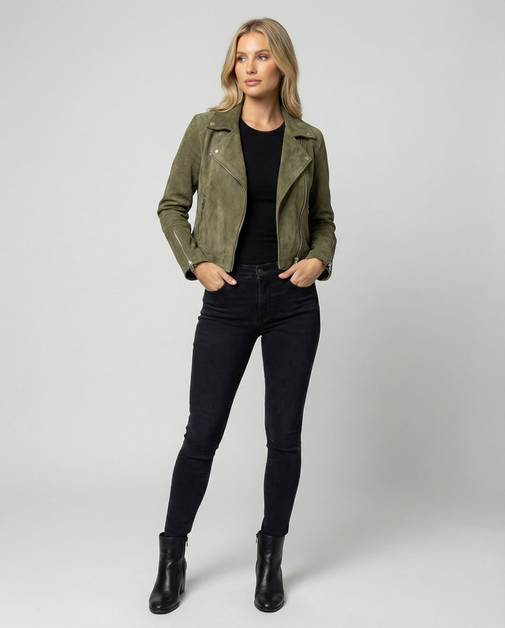 Echoarchiv | Damen Wildleder Bikerjacke