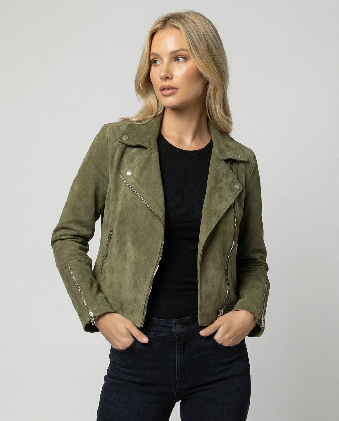 Echoarchiv | Damen Wildleder Bikerjacke