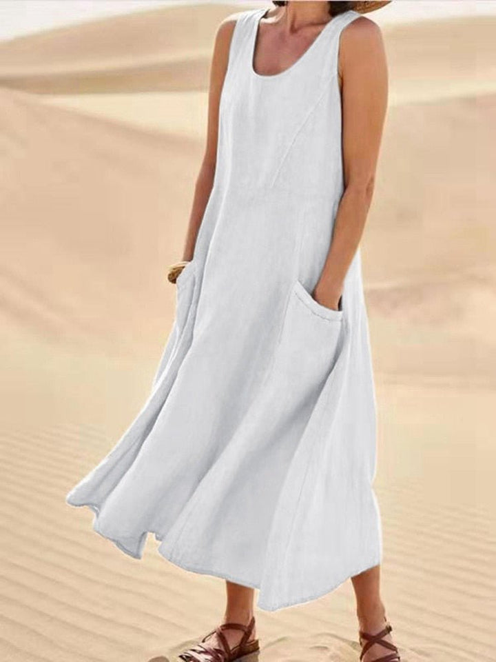 Echoarchiv | Lockere Passform Ärmellos Fließendes Kleid Sommerkleid