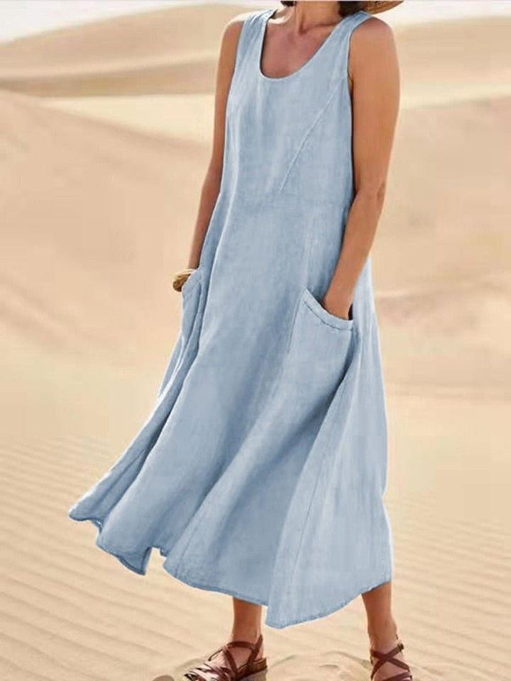 Echoarchiv | Lockere Passform Ärmellos Fließendes Kleid Sommerkleid