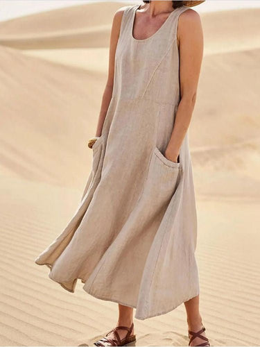 Echoarchiv | Lockere Passform Ärmellos Fließendes Kleid Sommerkleid
