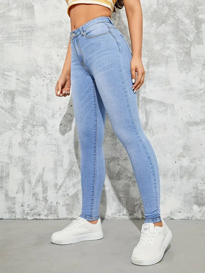 Hell gewaschene Skinny-Fit-JEchoarchivns mit hohem Bund für Damen