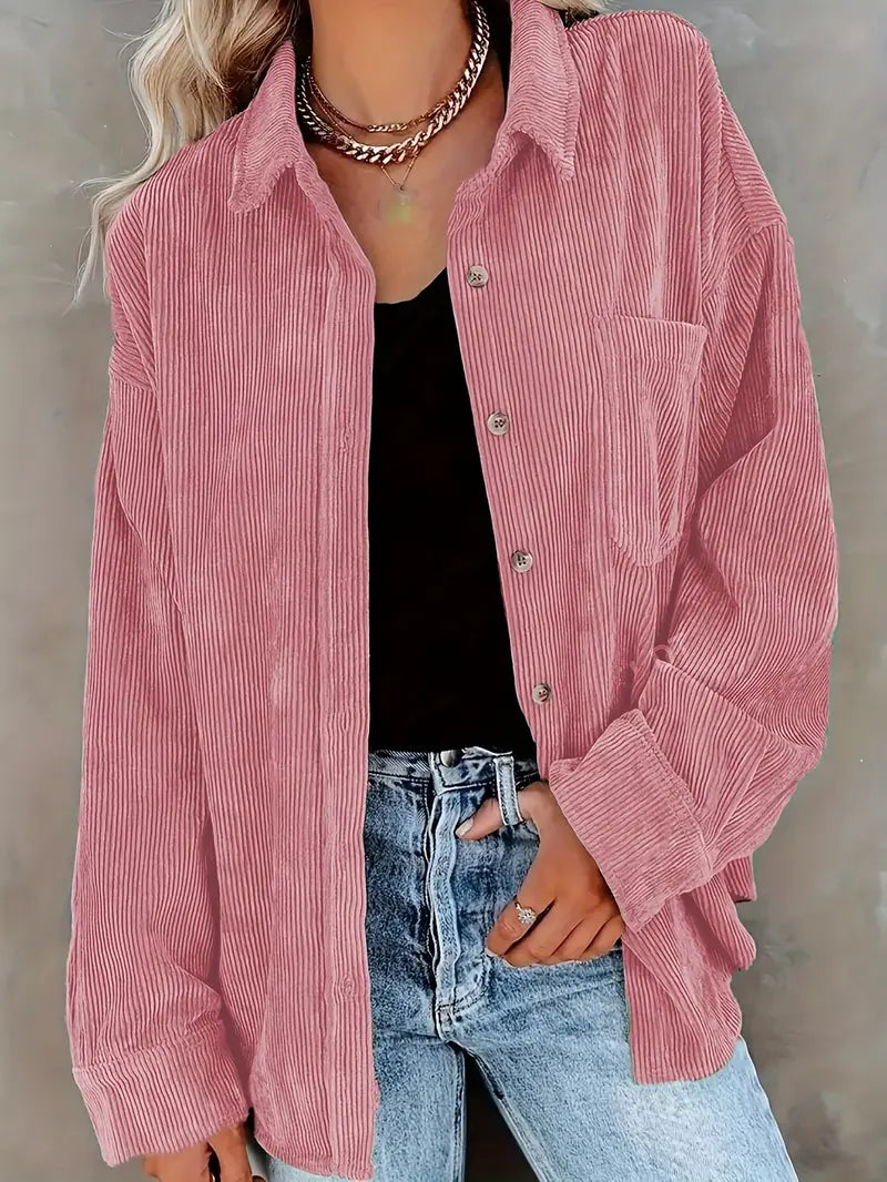 Echoarchiv | Cordhosen Hemdbluse mit Knöpfen Leger