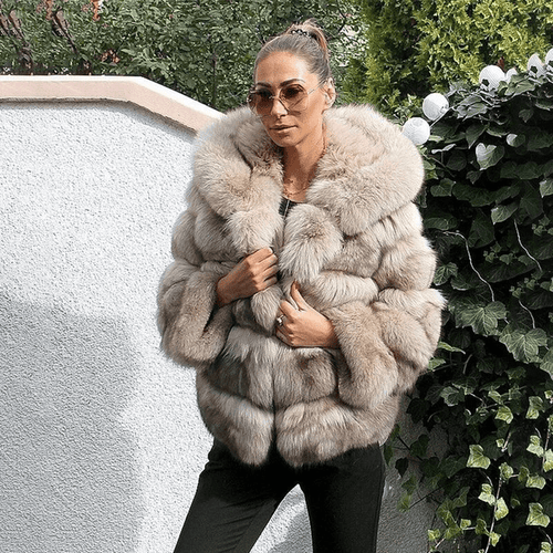 Echoarchiv | Damen Oversized Teddyjacke mit Kapuze