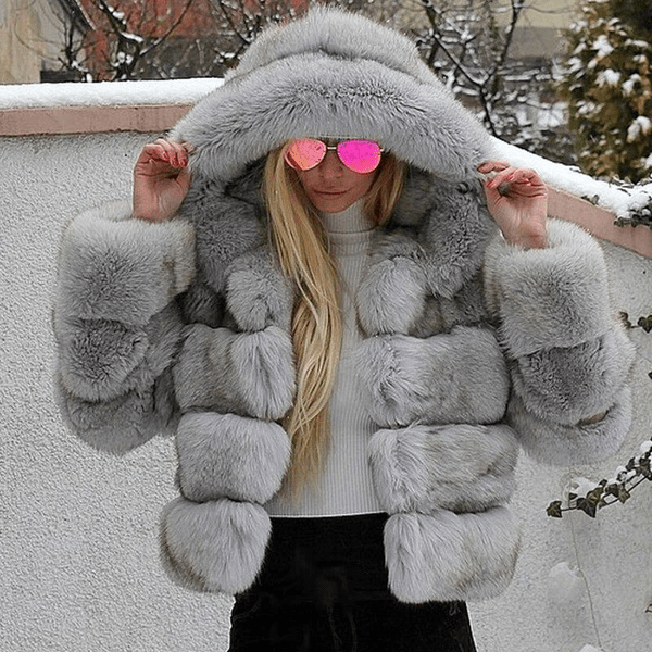 Echoarchiv | Damen Oversized Teddyjacke mit Kapuze