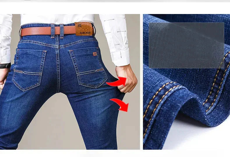 Gerade geschnittene Stretchjeans für Herren – Vardeno