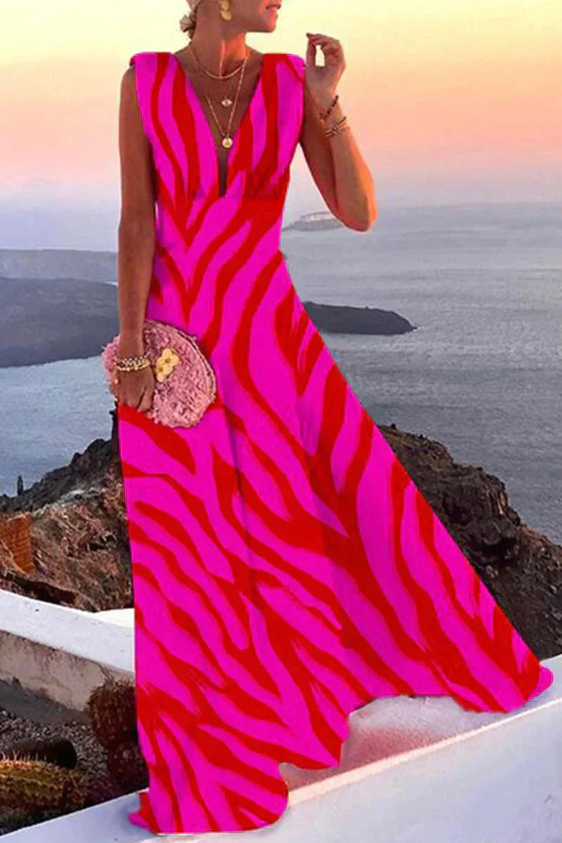 Echoarchiv | Sommerliches Ärmelloses Kleid mit Aufdruck für Damen
