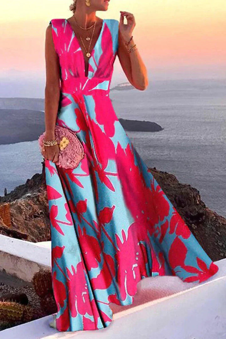 Echoarchiv | Sommerliches Ärmelloses Kleid mit Aufdruck für Damen