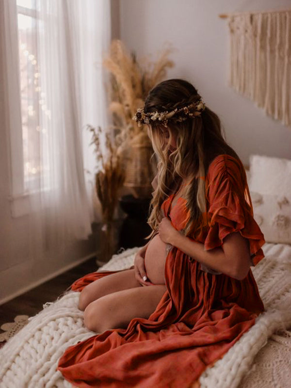 Echoarchiv | Schwangerschafts-Chaps Für Fotoshootings, Babyparty-Kleider Mit Knöpfen, Kordelzug, Rückenfrei