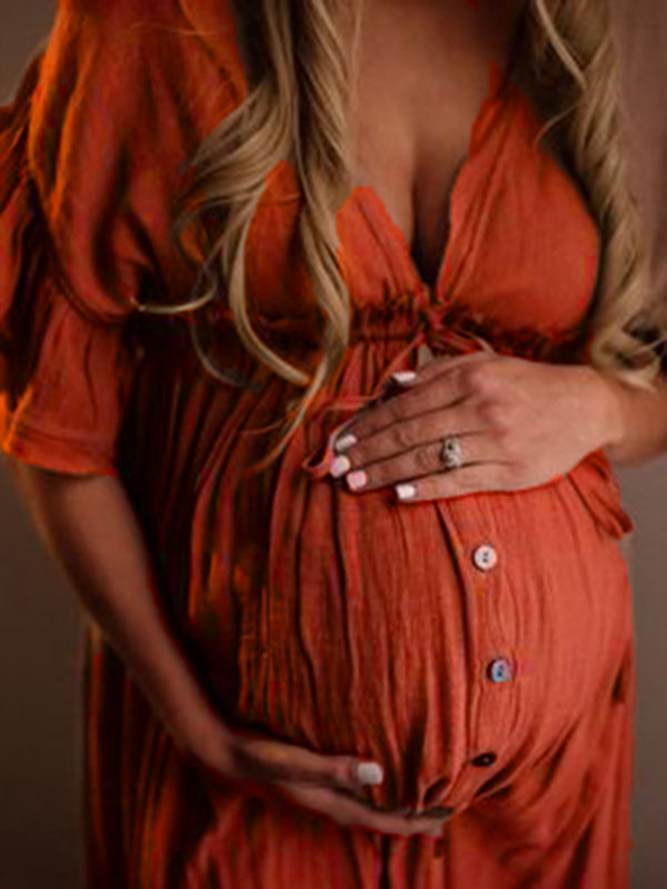 Echoarchiv | Schwangerschafts-Chaps Für Fotoshootings, Babyparty-Kleider Mit Knöpfen, Kordelzug, Rückenfrei