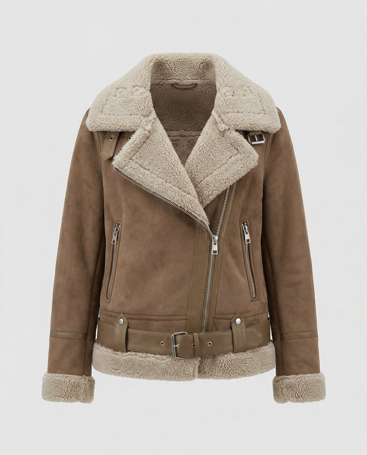 Echoarchiv | Damen Bikerjacke aus Wildleder mit warmem Fleece-Futter
