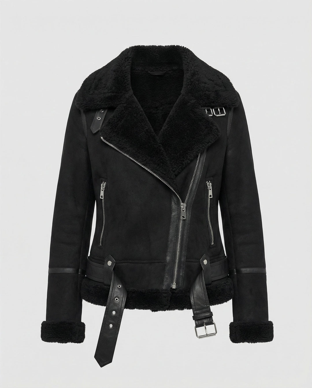 Echoarchiv | Damen Bikerjacke aus Wildleder mit warmem Fleece-Futter