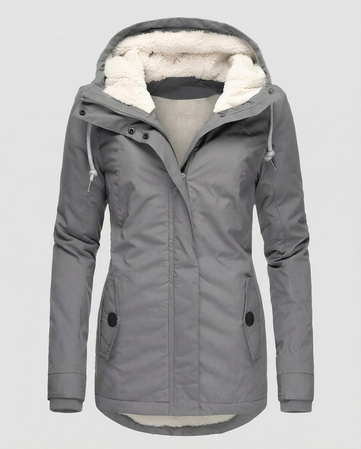 Warme Winterjacke mit Kapuze für Damen | Echoarchiv