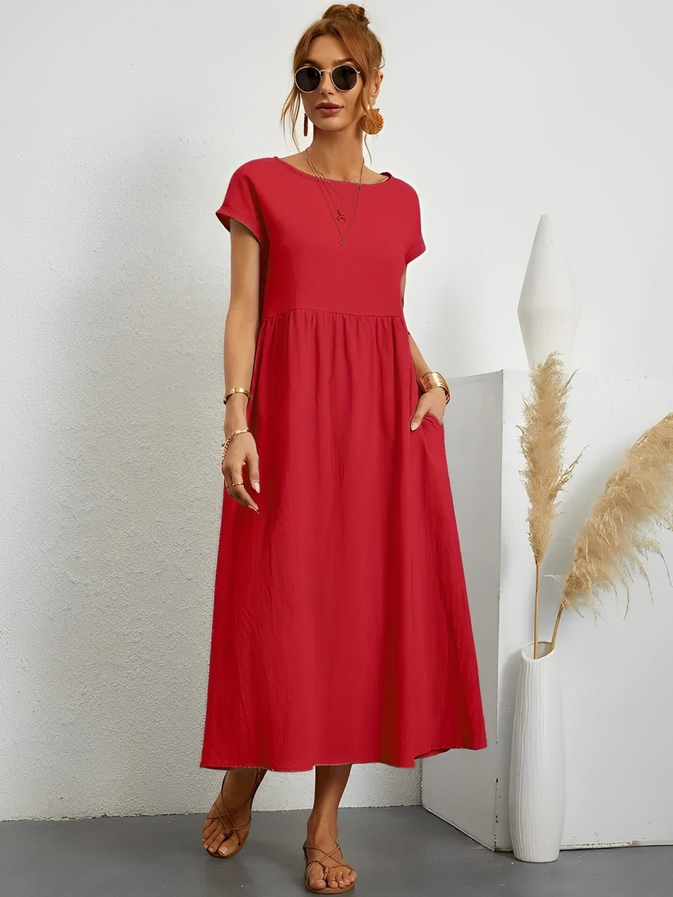 Echoarchiv | Atemberaubendes Baumwoll-Sommerkleid mit Bequemem Schnitt für Warmes Wetter