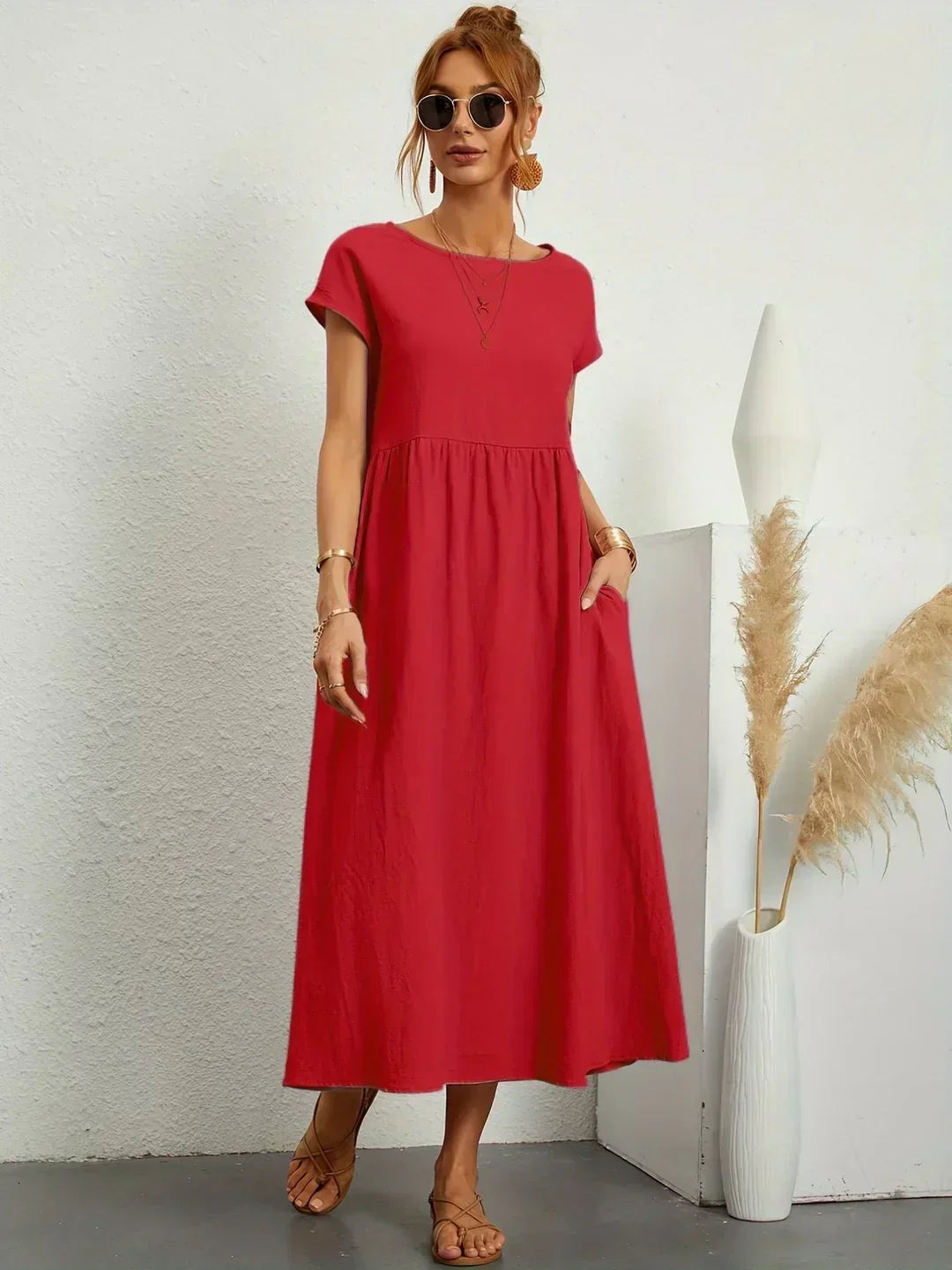 Echoarchiv | Casual Elegant Baumwolle und Leinenkleid