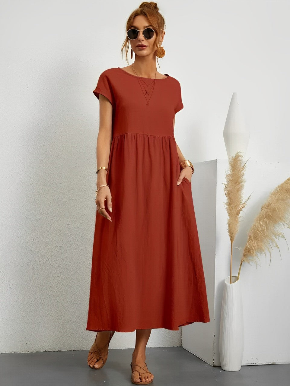 Echoarchiv | Atemberaubendes Baumwoll-Sommerkleid mit Bequemem Schnitt für Warmes Wetter