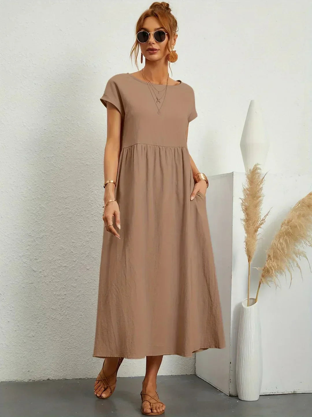 Echoarchiv | Casual Elegant Baumwolle und Leinenkleid