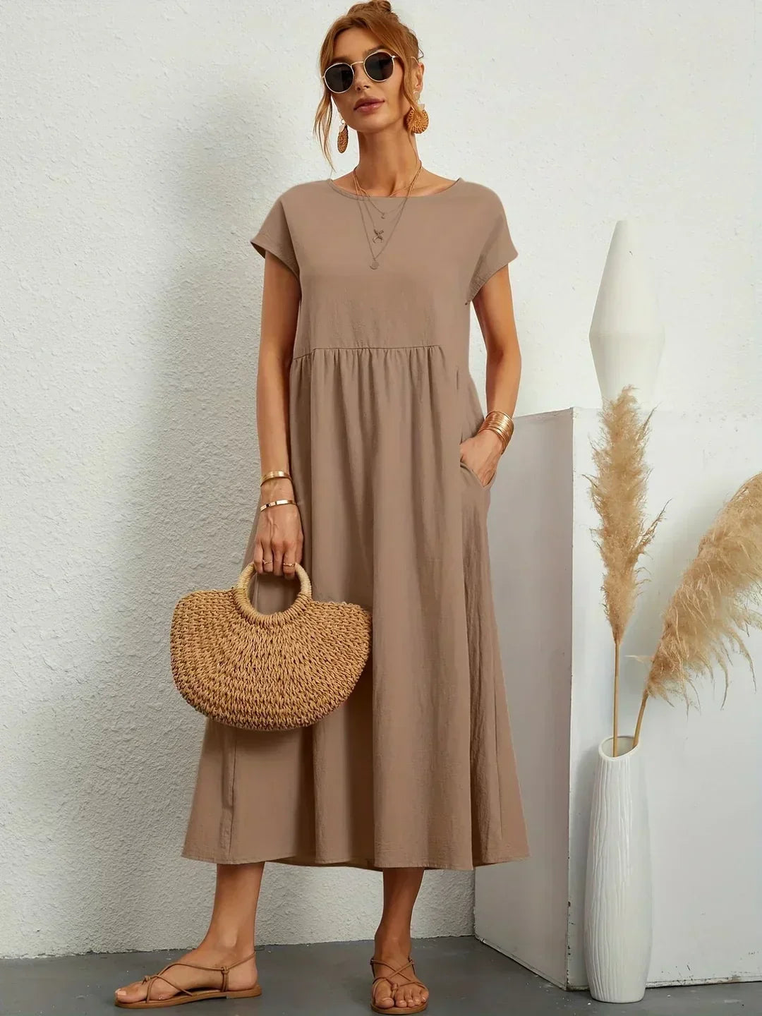 Echoarchiv | Casual Elegant Baumwolle und Leinenkleid