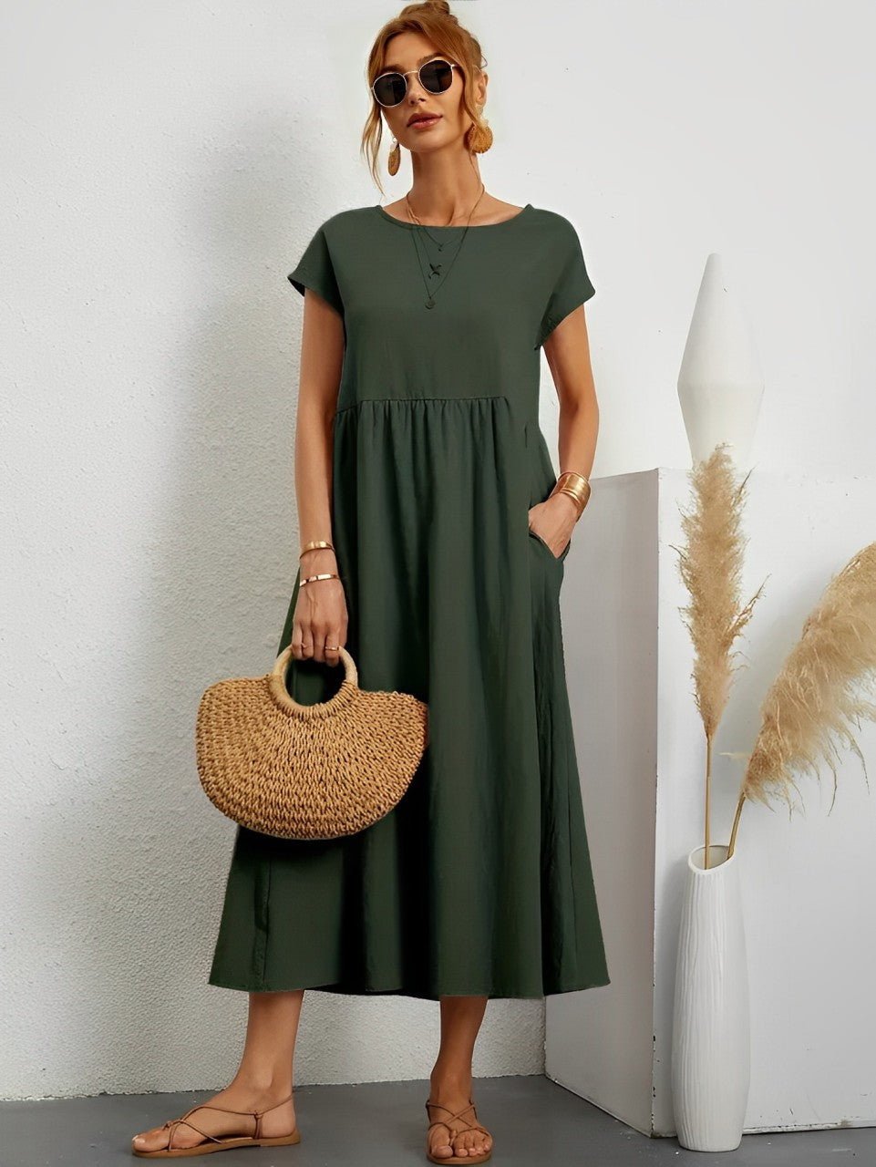 Echoarchiv | Atemberaubendes Baumwoll-Sommerkleid mit Bequemem Schnitt für Warmes Wetter
