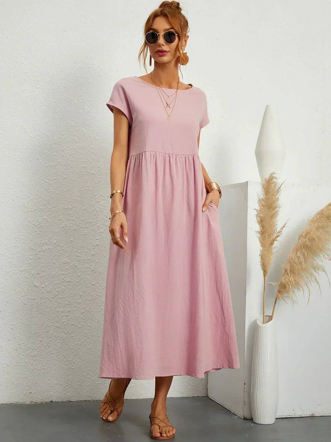 Echoarchiv | Casual Elegant Baumwolle und Leinenkleid